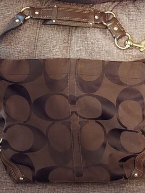 Vintage Coach Brown Signature Canvas Shoulder Bag